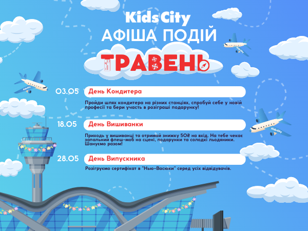 Травнева афіша Kids City — завітайте на заходи цього місяця!